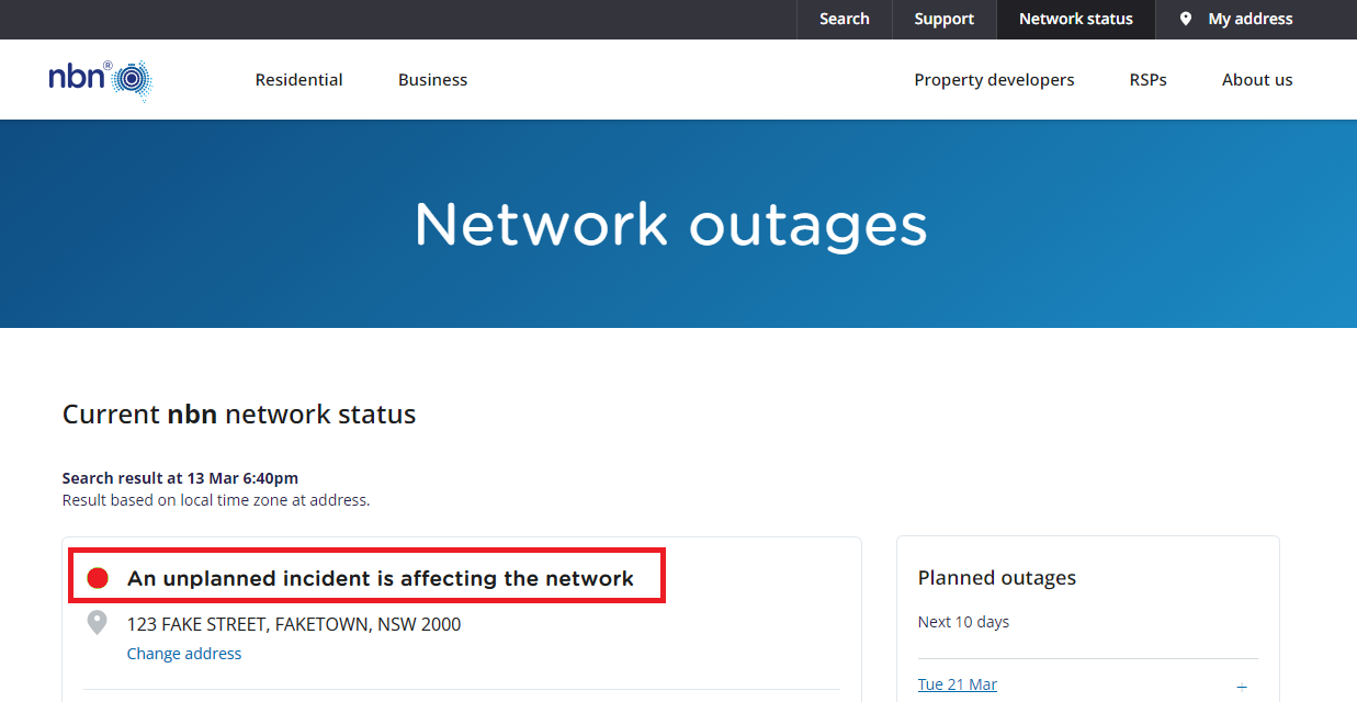 NBNCo. Website Screenshot