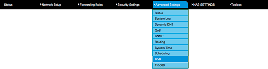 The IPv6 Menu item under Advanced Settings
