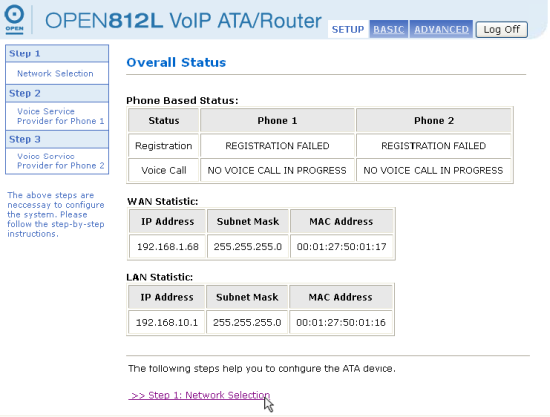 Figure 7: Locating the Network Selection screen
