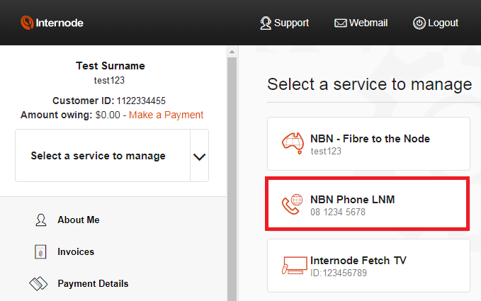 NodePhone VoIP Select a service